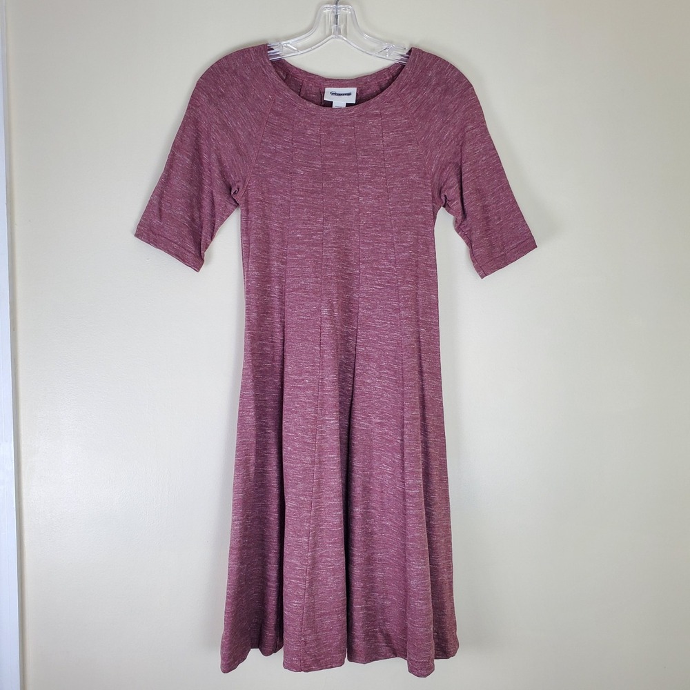Ganni Threaded Trails Winter Jersey Swing T Shirt Dress Mauve Short Sleeve Small